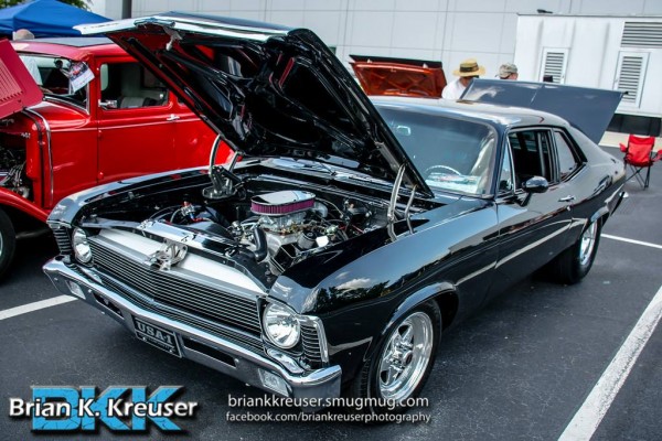 Black Chevy Nova drag car street rod