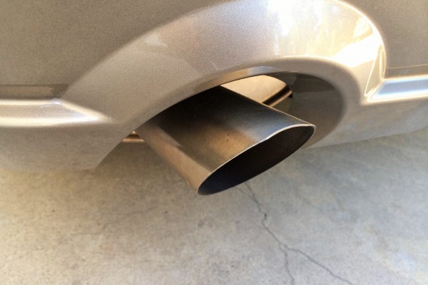 close up of a ford mustang exhaust tip