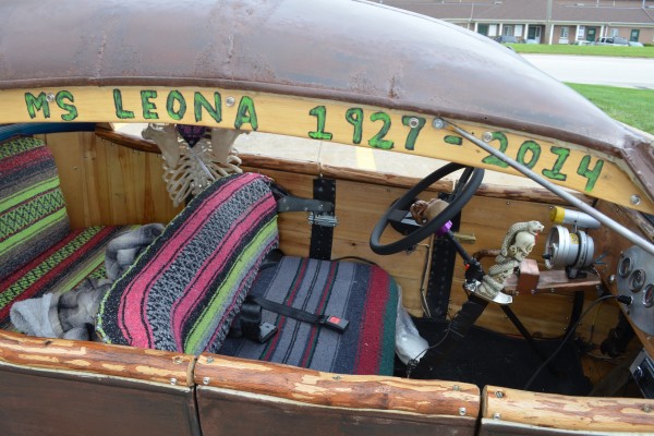 interior of a vintage rat rod