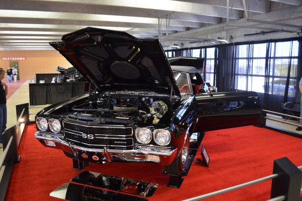 black Chevy Chevelle ss convertible displayed indoors