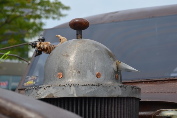 a custom made air cleaner cover for a rat rod