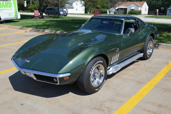 green 1969 chevy corvette stingray with l88 big block hood