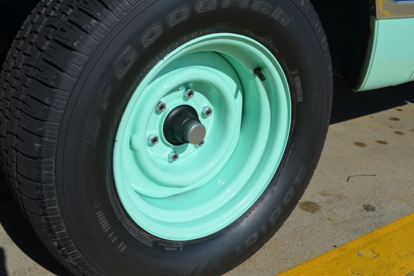 Seafoam green 1967 Chevy C10 Custom Pickup truck, wheel