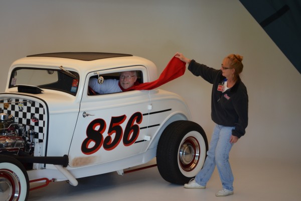 christmas themed hot rod photo shoot