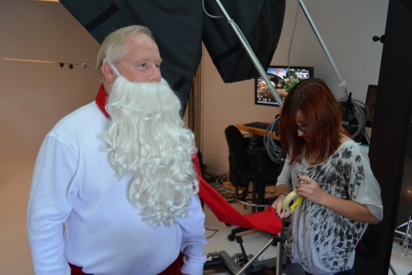man dressing up as santa