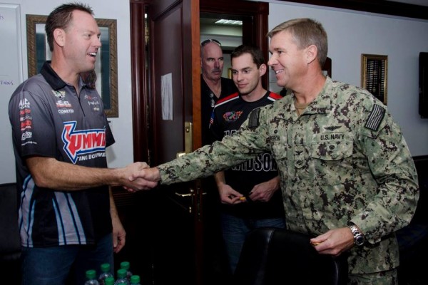 nhra drivers greeting military troops