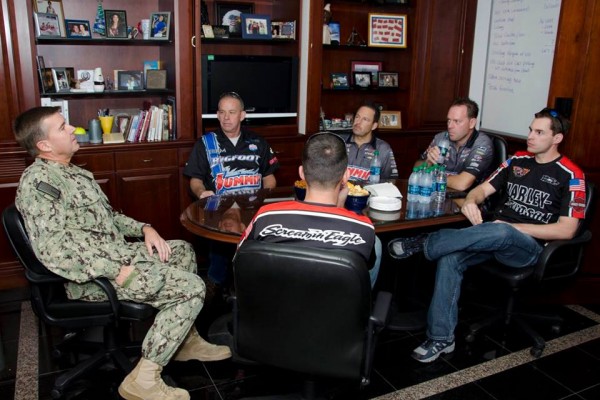 nhra drivers greeting military troops