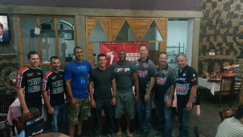 nhra drag race drivers greeting military troops