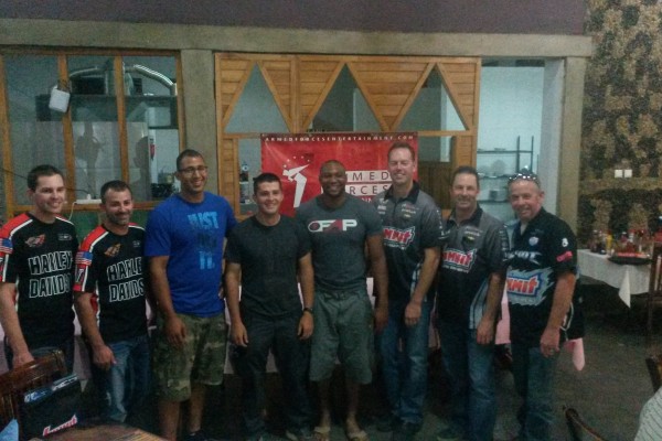nhra drag race drivers greeting military troops