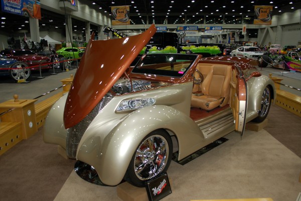 custom hot rod show car on display