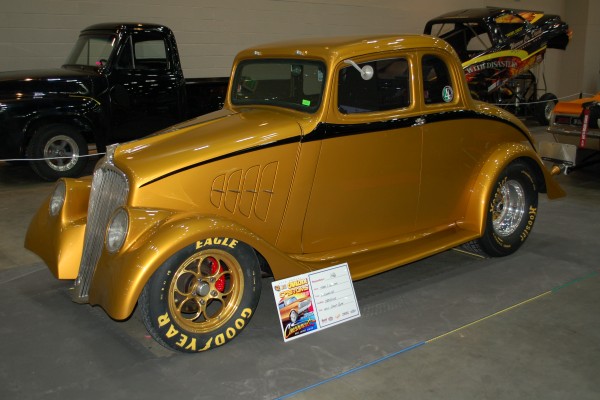 gold custom fiat dragster altered coupe