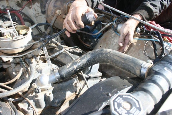 bump starting an engine to check timing