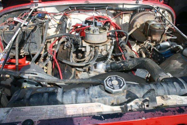 engine bay of a sbc-swapped jeep cj-7