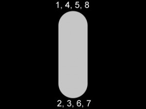 The view of a flat-plane crankshaft from the front (image courtesy of e31.net).