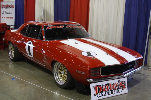 big red camaro on display in 2015