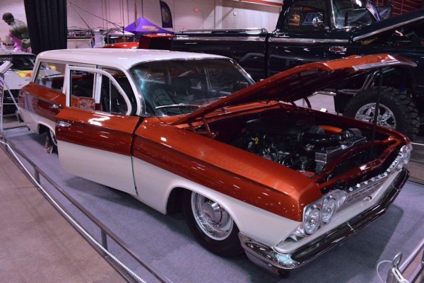 vintage chevy biscayne wagon with custom paint and wheels
