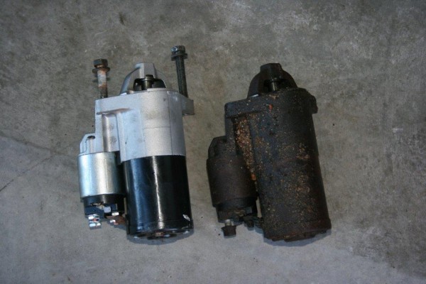 side by side comparison of old and new engine starter