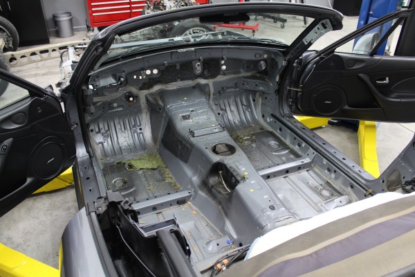 Project Thunderbolt, bare interior of a mazda miata
