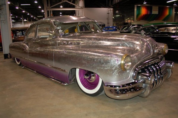 Buick hot rod lowrider in bare steel