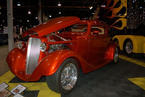 custom three window hot rod coupe show car