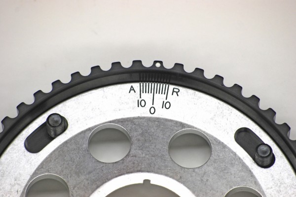 timing marks on a belt driven cog