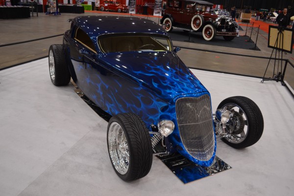 customized show car at indoor event