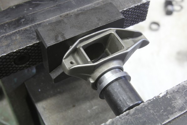 pressing a bearing into an ls trunnion with a bench vise