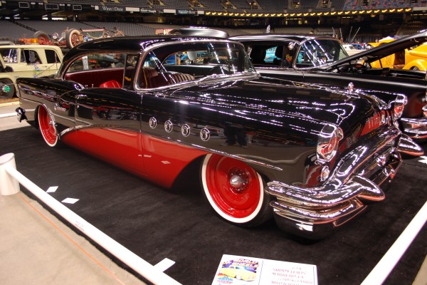 custom tri-5 buick hot rod on deploy at car show
