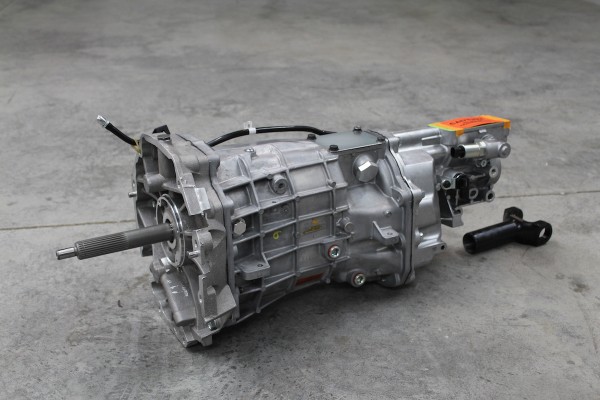 tremec t-56 magnum manual transmission resting on shop floor
