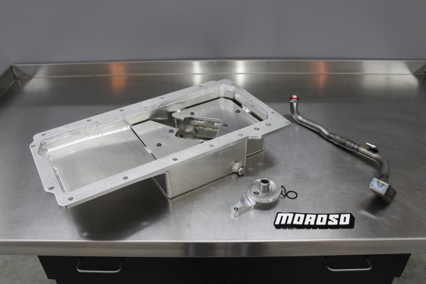 moroso ls engine oil pain and pickup on workbench