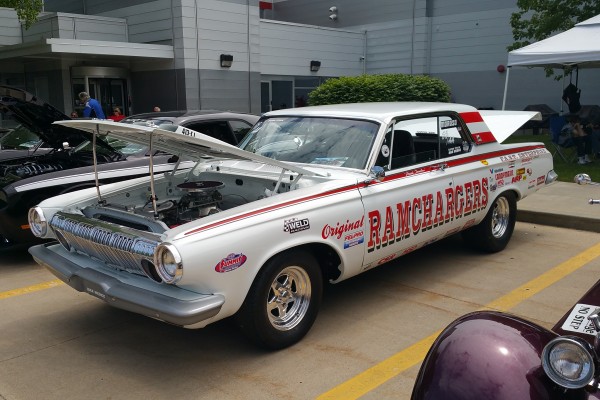 mopar nostalgia ramcharger drag race car on display