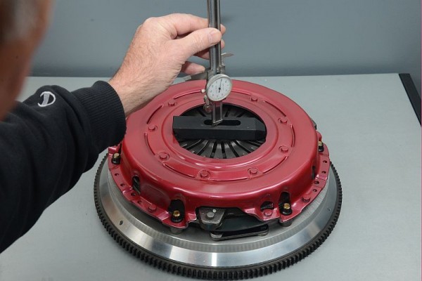checking clutch height with a dial caliper