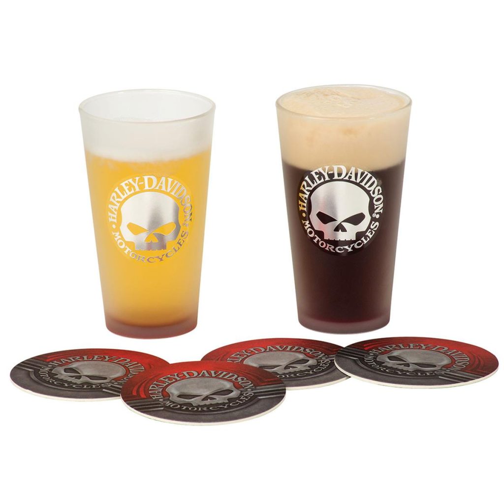 harley davidson skull pint glasses