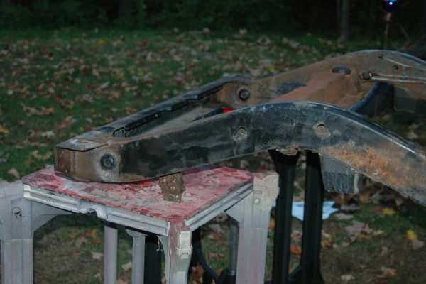 rusty jeep frame prior to restoration
