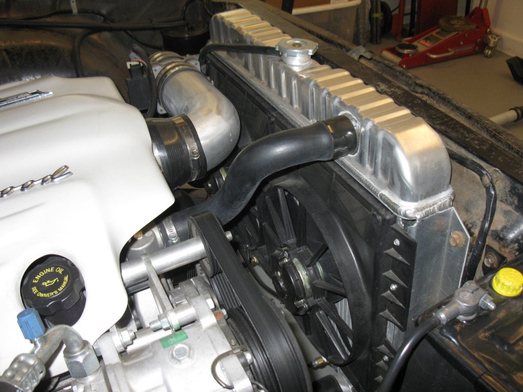 electric fan on an engine swap in a hot rod