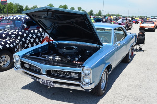 blue 1967 pontiac gto muscle car