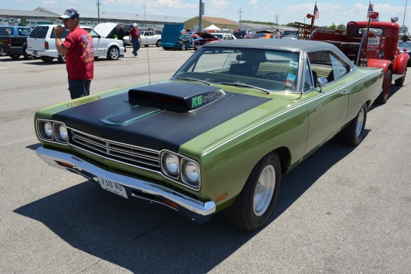green plymouth roadrunner drag car
