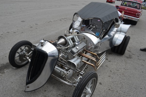 silver custom hotrod coupe