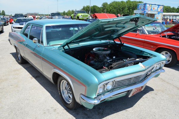 blue 1965 chevy biscayne 2 door post coupe