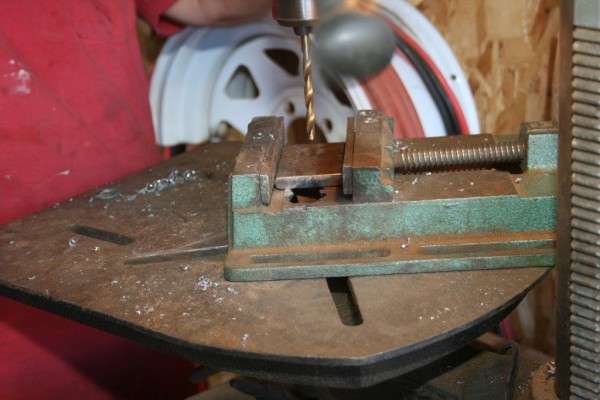 drilling holes in a piece of metal