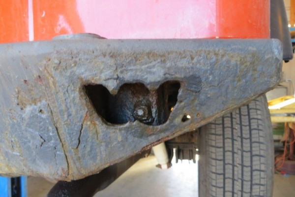 rusty warn logo from an aftermarket jeep bumper