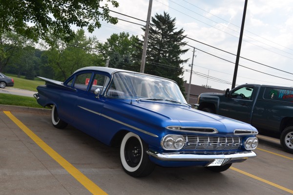 side view of a hod rod chevy Biscayne sedan