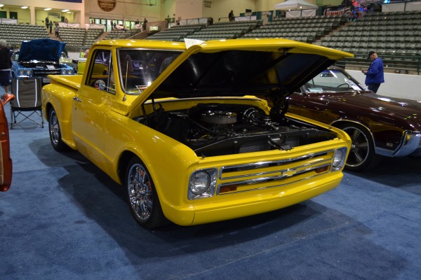 vintage yellow chevy c10 custom truck