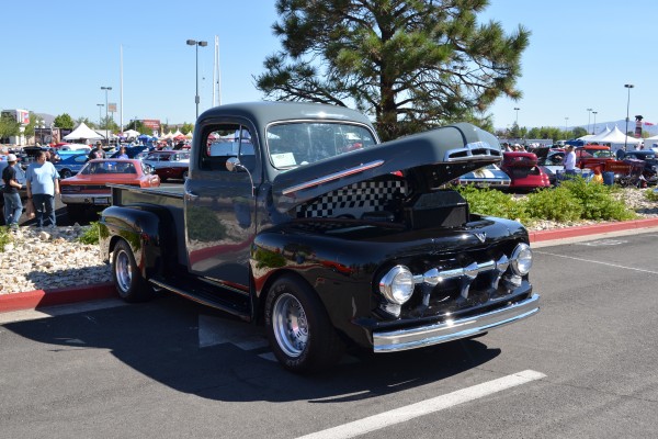 vintage ford hotrod truck at car show