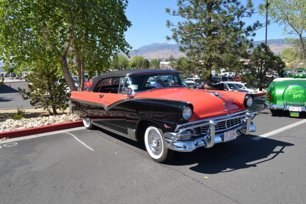 custom 1950s coupe at car show