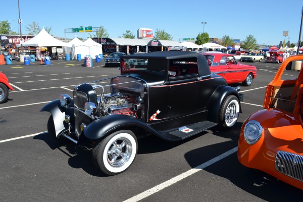 vintage ford roadster at cruise in car show