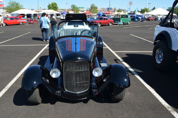 vintage hot rod roadster at car show