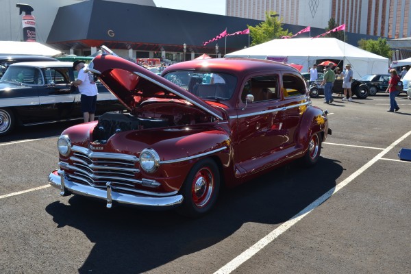 vintage plymouth prewar coupe at car show