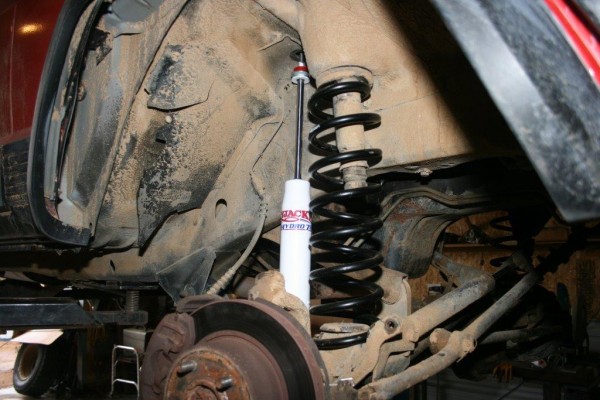 Skyjacker shock absorber and coil spring installed