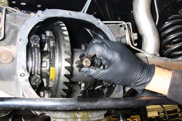 removing the c clip on a ford mustang axle housing